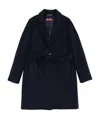 Max Mara Belt Coat In Blue