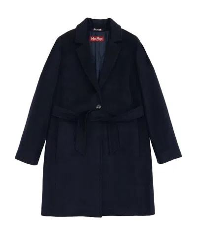 Max Mara Belt Coat In Blue