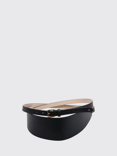 Max Mara Belt In Fine Smooth Calf Leather With Metal Buckle In Black