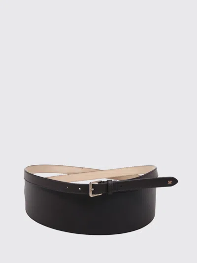 Max Mara Belt In Fine Smooth Calf Leather With Metal Buckle In Black