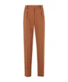 Max Mara Straight-leg Tailored Cotton Pants With Structured Waistband In Brown