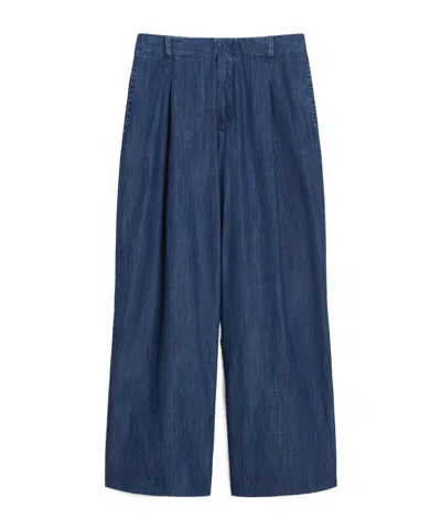 Max Mara Belt-loop Denim Wide-leg Pants In Blue