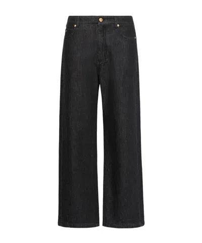 Max Mara Jean Droit En Denim De Coton In Black