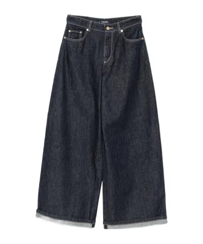 Max Mara Jean Jambe Large En Denim De Coton In Blue