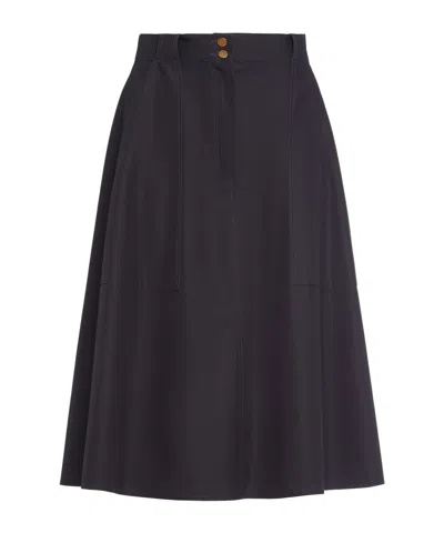Max Mara Cennare Cotton Twill Midi Skirt In Navy