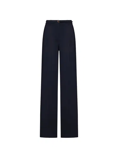 Max Mara Belt Palazzo Pants In Blue