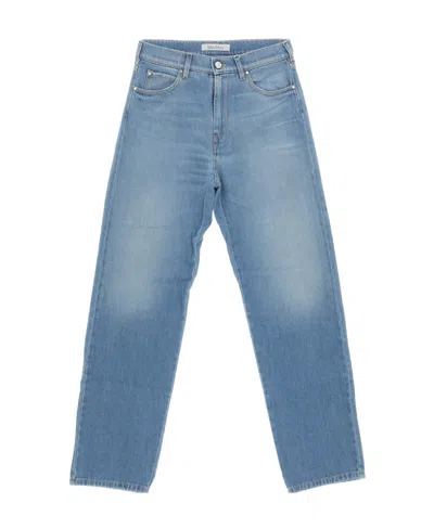 Max Mara Belt Ring Denim Trousers In Blue