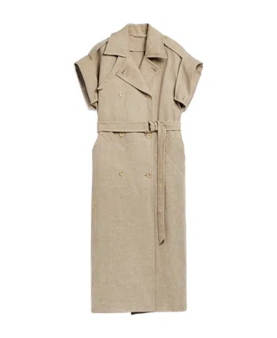 Max Mara Belt Trench Coat In Brown