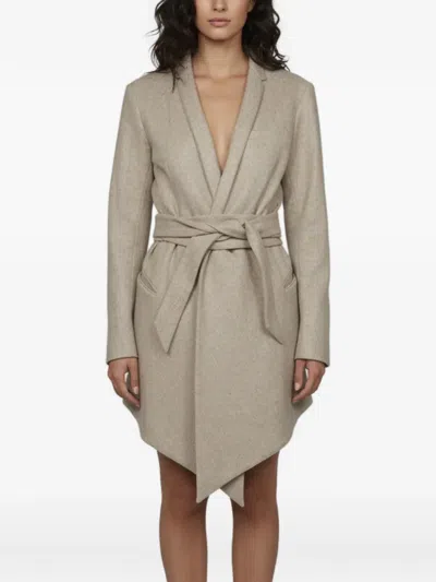 Pre-owned Max Mara Belted Asymmetric Coat In Neutrals