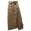 Max Mara Belted Asymmetric Maxi Skirt In Beige Cotton In Brown