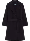 Max Mara Belted Black Coat With Wide Sleeves And Timeless Silhouette In Black
