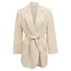 Max Mara Belted Blazer In Ecru Cotton In White
