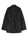 Max Mara Belted Brushed Coat In Black