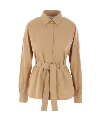 MAX MARA MAX MARA BELTED BUTTON-UP LONG-SLEEVED SHIRT