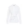 Max Mara Belted Button-up Long-sleeved Shirt In White