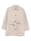 Max Mara Belted Buttoned Jacket In Neutral