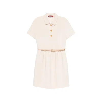 Max Mara Belted Button-front Mini Dress In Neutral