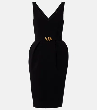 Max Mara Belted Cady Midi Dress In Black