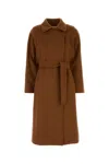 Max Mara Belted Camel Coat In Brown
