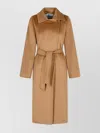Max Mara Belted Camel Coat Long Sleeves In Gold