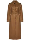 Max Mara Pistoia Belted Long-sleeved Coat In Brown