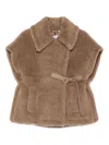 Max Mara Belted Cappa Jacket In Brown