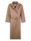 Max Mara Belted Cashmere Coat In Brown