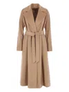 Max Mara Waist Belted Long Length Jacket In Brown