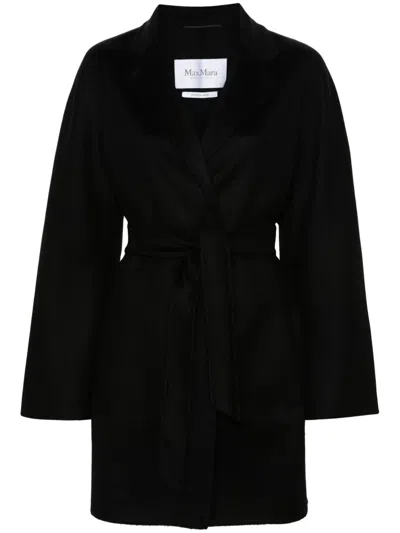 Max Mara Belted Cashmere Midi Coat In Schwarz