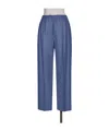Max Mara Belted Cashmere Trousers In Blue