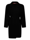Max Mara Black Wrap Coat With Belted Waist In Black