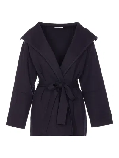 Max Mara Belted Coat In Black
