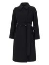 Max Mara Belted Coat In Black
