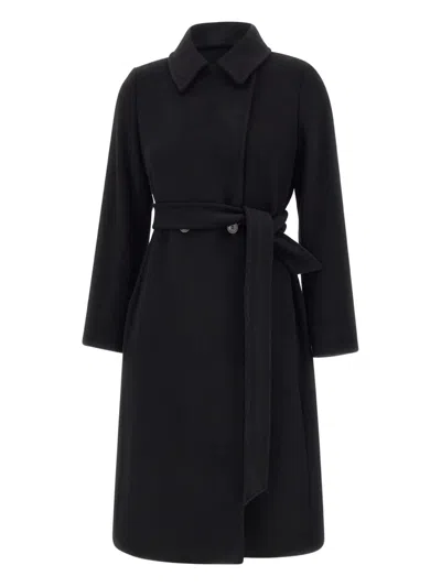 Max Mara Belted Coat In Black