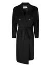 Max Mara Double-breasted Belted Coat Long Sleeves In Black