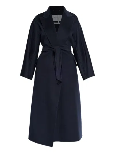 Max Mara Belted Coat In Blue