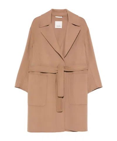 Max Mara Belted Coat In Brown