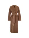 Max Mara Studio Belted Wrap Coat In Brown