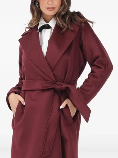 Max Mara Belted Coat In Burgundy