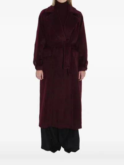 Max Mara Belted Coat In Burgundy