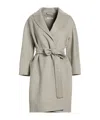 Max Mara Belted Coat In Silver