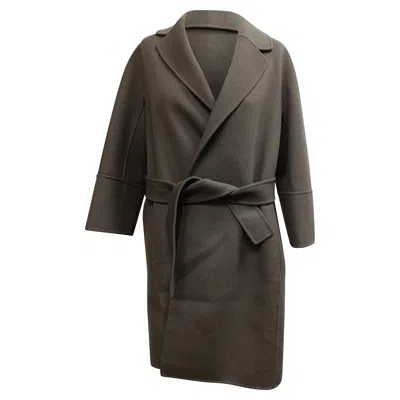 Max Mara 's  Belted Coat In Brown Virgin Wool