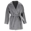 Max Mara Belted Coat In Grey Cashmere In Gray