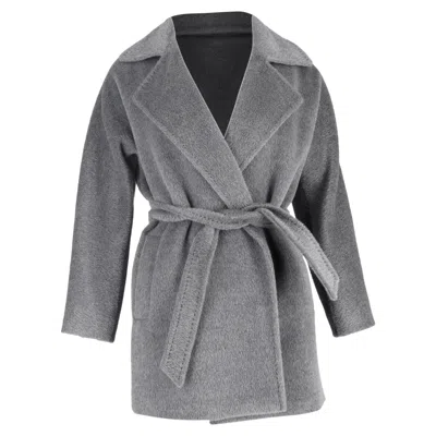 Max Mara Belted Coat In Grey Cashmere In Gray