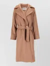 Max Mara Belted Coat Mid Length Back Vent In Brown