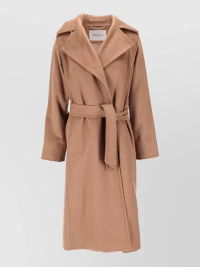 Max Mara Belted Coat Mid Length Back Vent In Brown