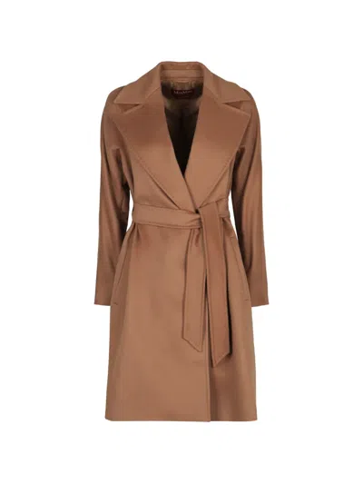 Max Mara Belted Coat In Neutral