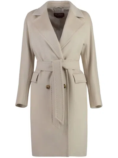 Max Mara Belted Coat In Gray