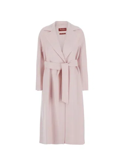 Max Mara Belted Coat In Pink