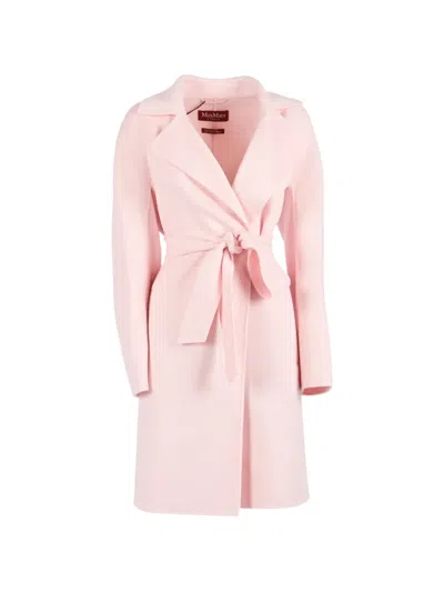 Max Mara Belted Coat In Pink